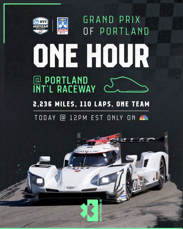 Chip Ganassi Racing social templates across IndyCar, Extreme E and IMSA, showing race-day and driver layouts