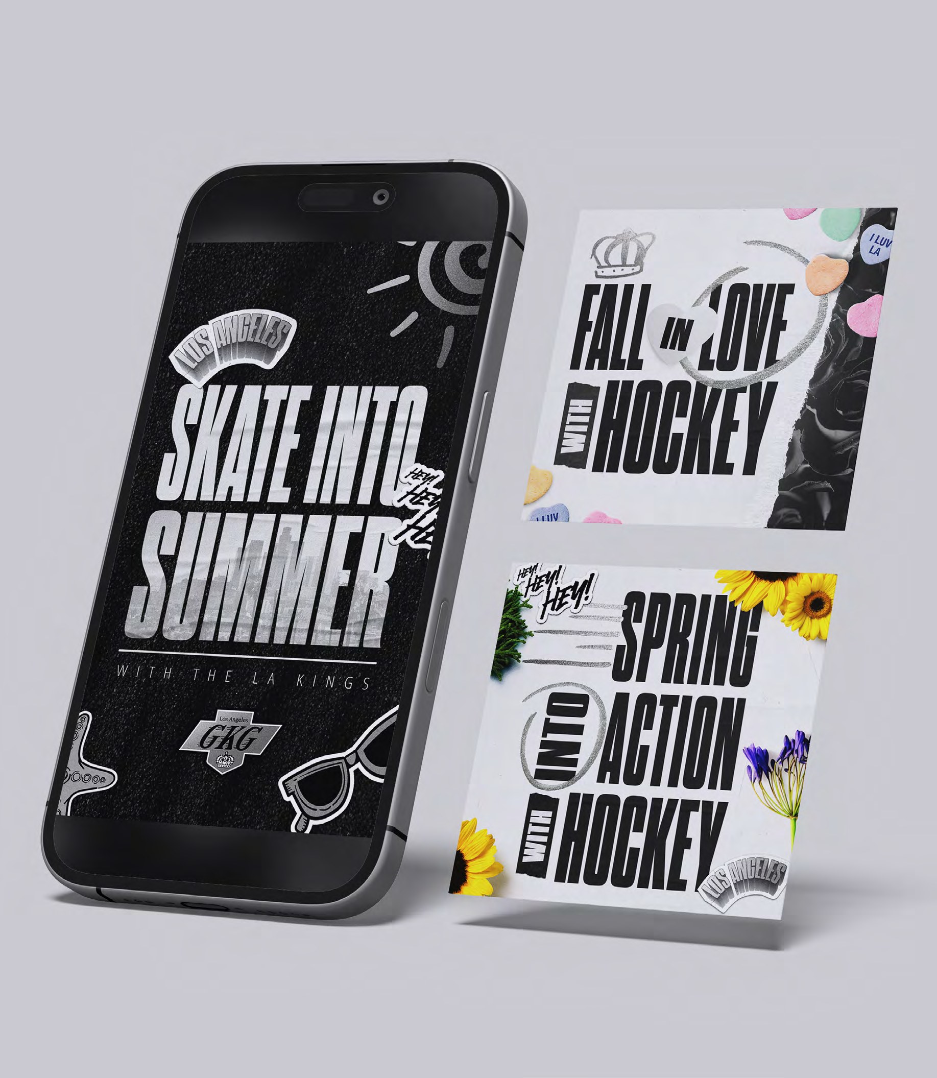 LA Kings youth seasonal campaign graphics and activity sheets